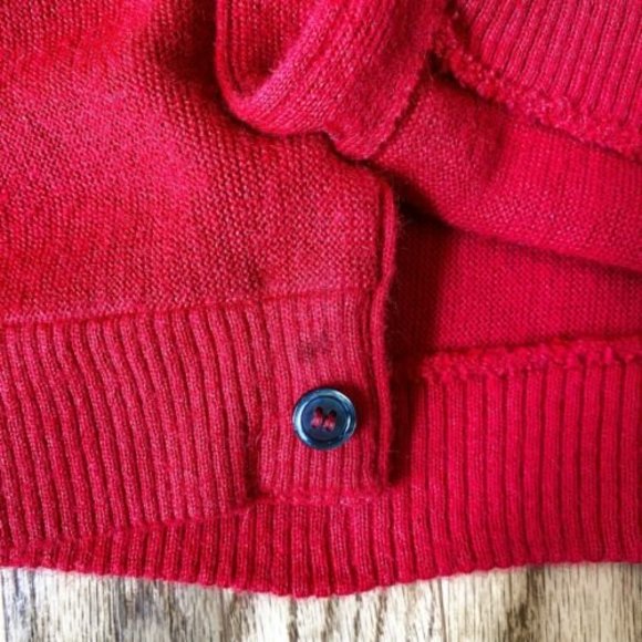 Jersild 60s Or 70S Vintage Red Acrylic Cardigan Sweater Medium Mister Rogers - Picture 11 of 12